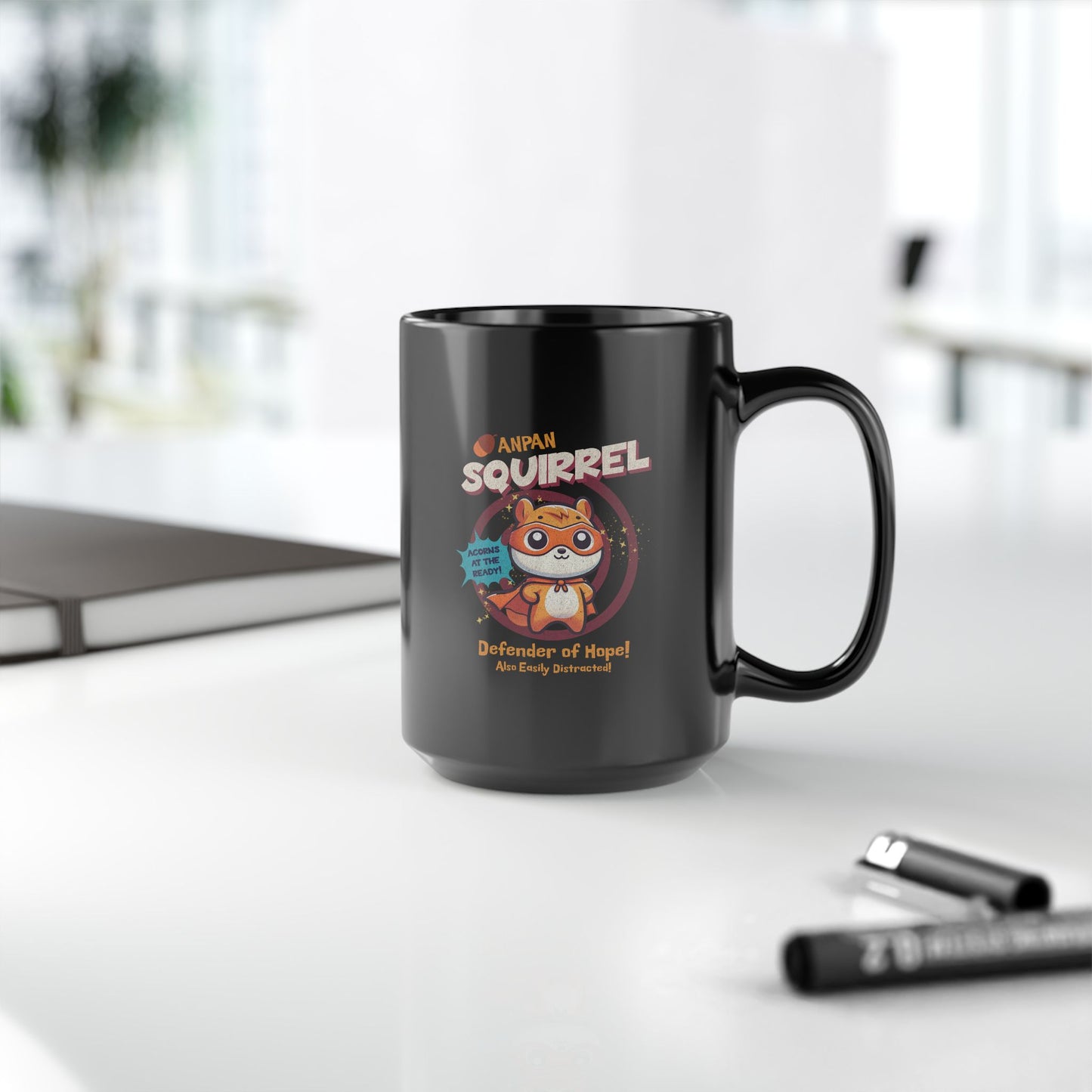 Anpansquirrel 15 oz Black Coffee Mug