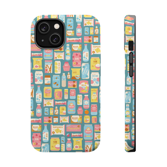 Sweet Pastel Korean Snacks Magnetic Tough Phone Case - Cute K-Pop Merch - iPhone, Galaxy, Pixel Cover