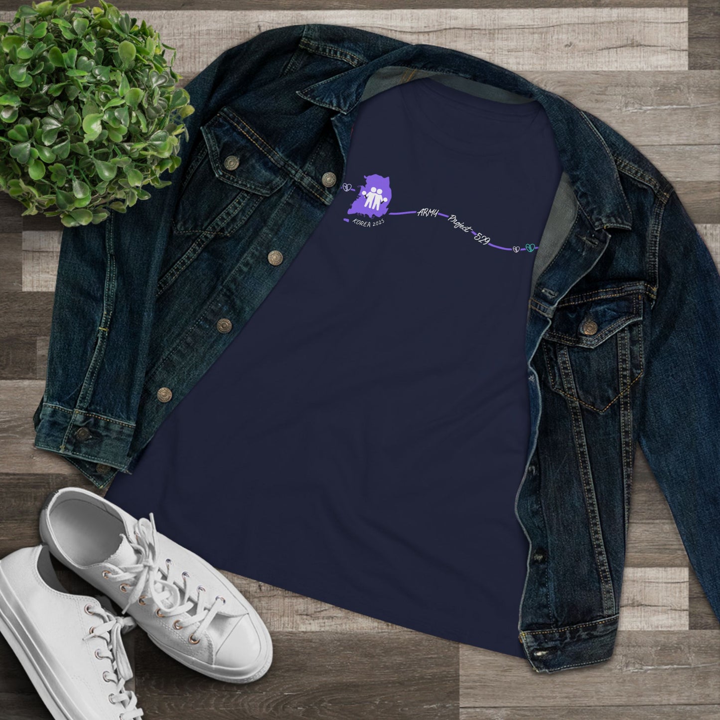 AP529 Korea Heartline Logo Women's Relaxed Jersey Short Sleeve Tee