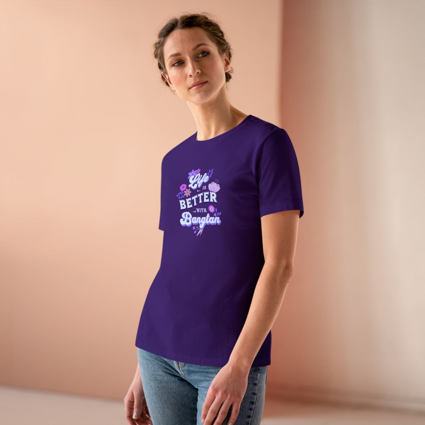 Life is Better with Bangtan Women's Relaxed Jersey Short Sleeve Tee