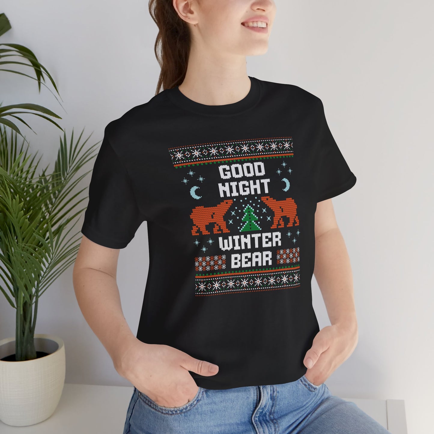 Good Night Winter Bear Unisex Jersey Short Sleeve Tee