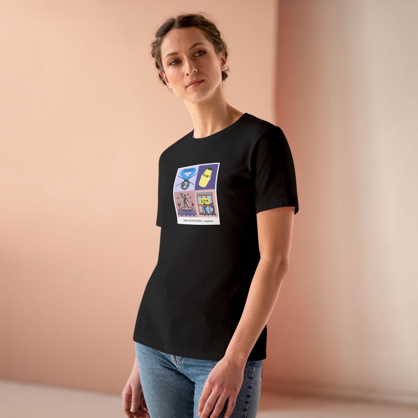 Jungkook Care Instructions Women's Relaxed Jersey Short Sleeve Tee