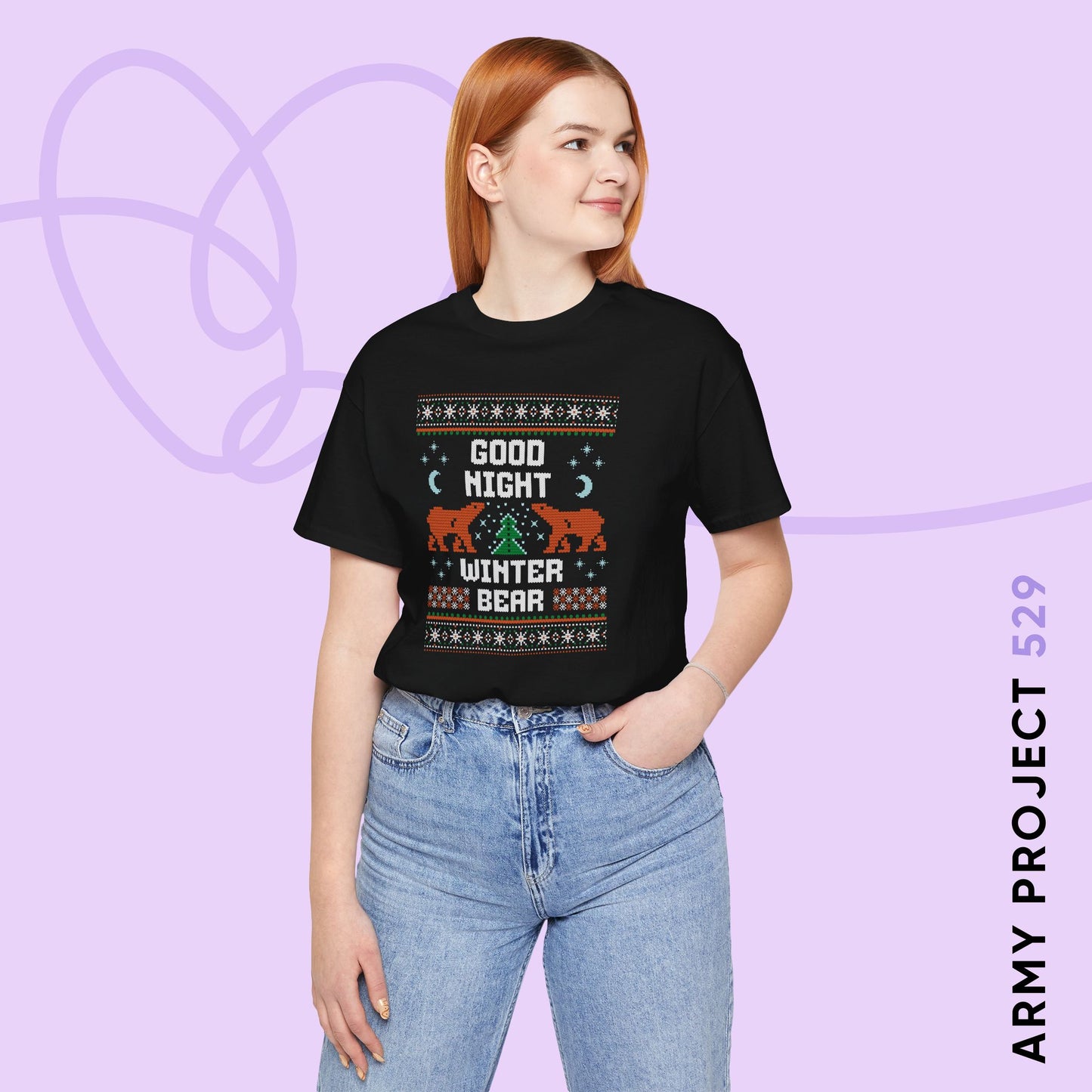 Good Night Winter Bear Unisex Jersey Short Sleeve Tee