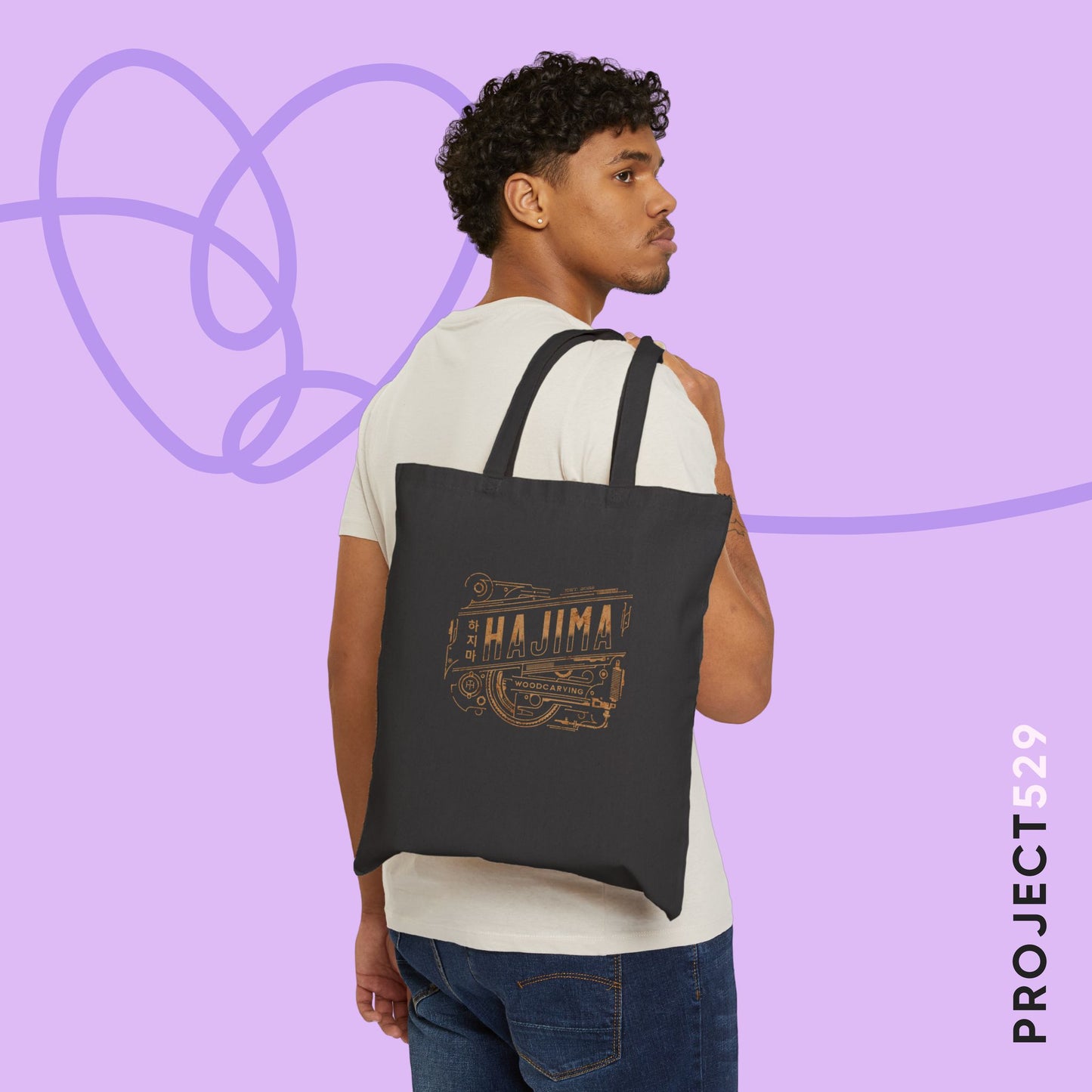 Woodcarving Hajima Cotton Canvas Tote Bag
