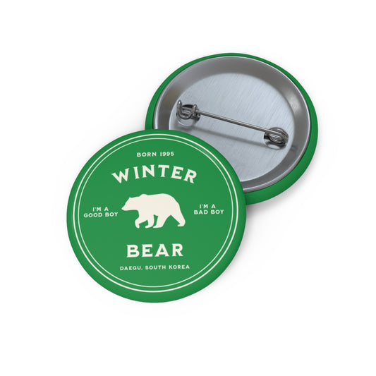 Taehyung Button Pin - Fanmade BTS Nickname Merch - Winter Bear - Durable ARMY Accessory