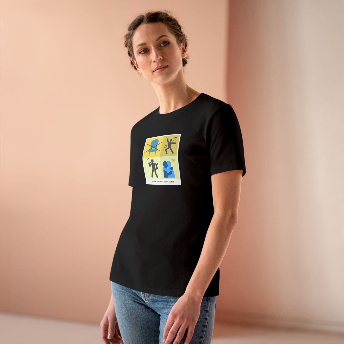 Jimin Care Instructions Women's Relaxed Jersey Short Sleeve Tee
