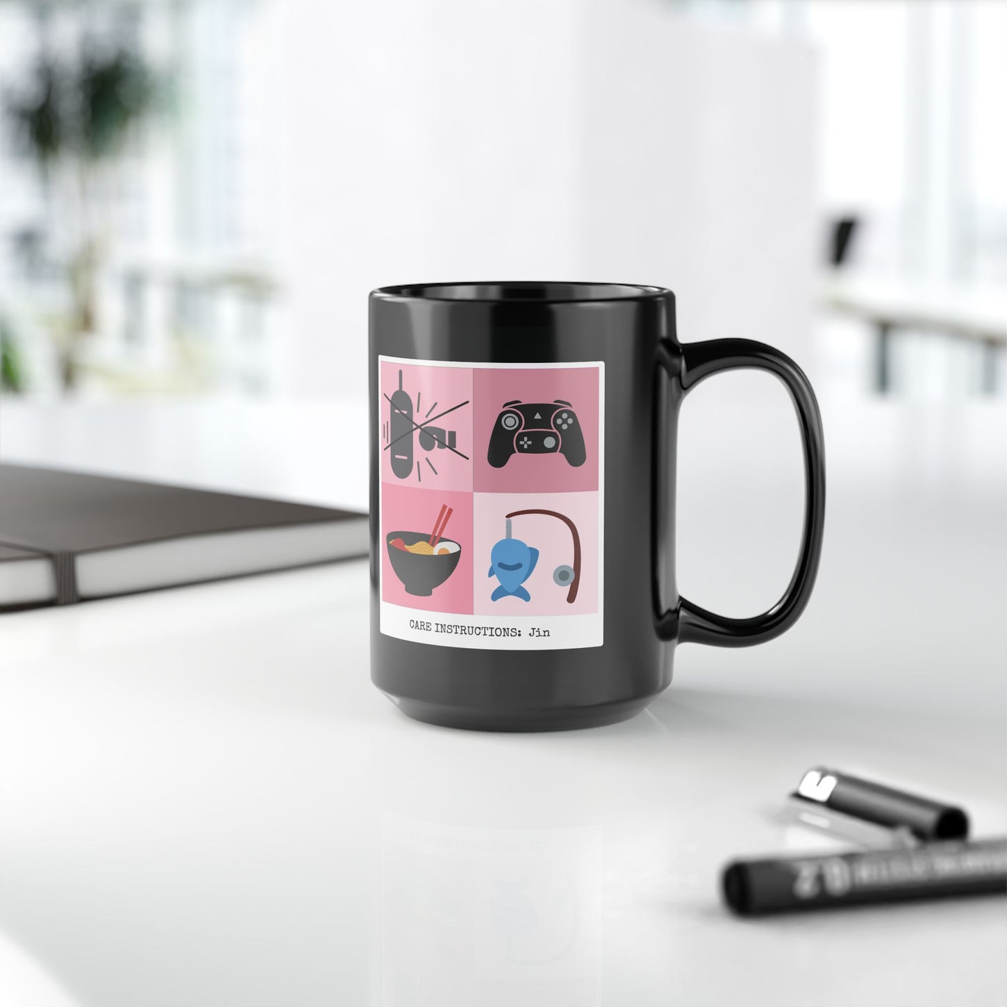 Jin Coffee Mug - Funny Fanmade BTS Merch - Care Instructions - 15 oz Ceramic