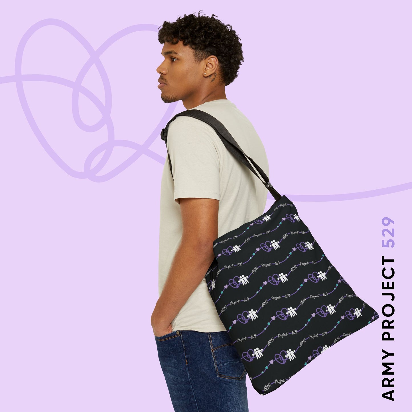 AP529 Heartline Logo Adjustable Tote Bag
