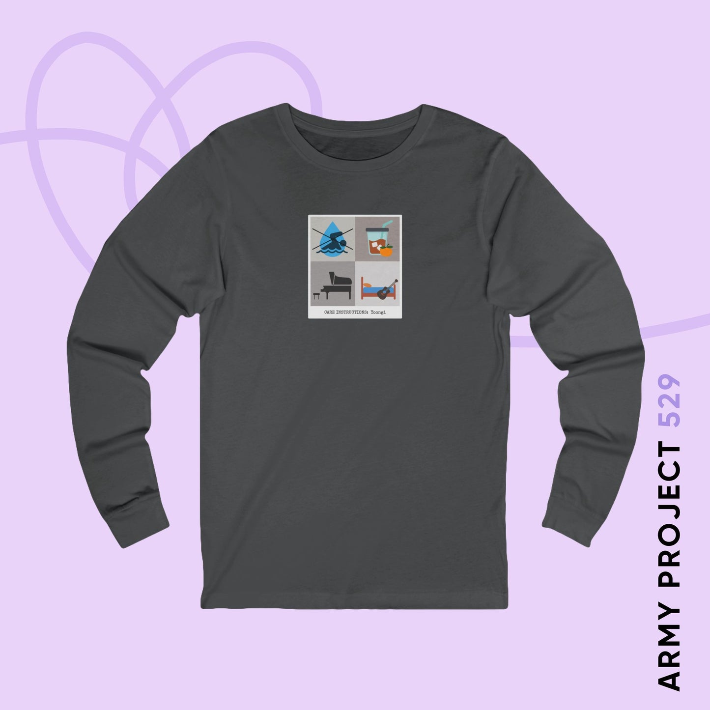 Yoongi Long Sleeve Shirt - Funny Fanmade BTS Merch - Care Instructions - Soft Unisex T-Shirt