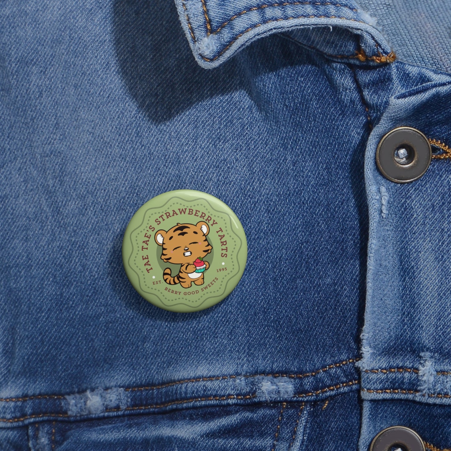 Tae Tae Strawberry Tarts Pin Button