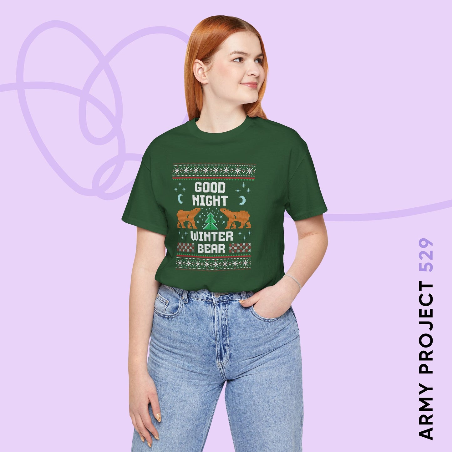 Good Night Winter Bear Unisex Jersey Short Sleeve Tee