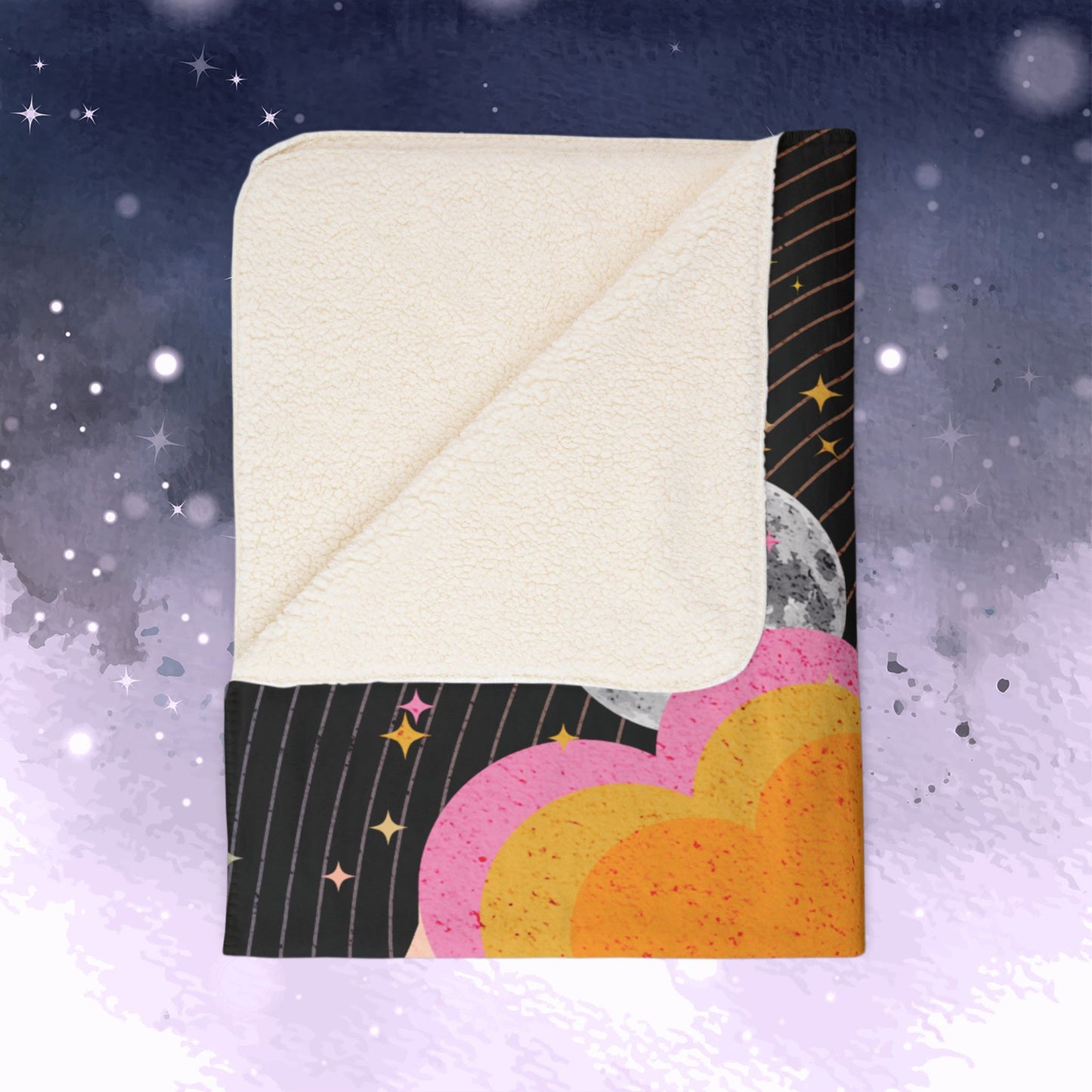 Jin Blanket - Retro Series - 60s Groovy Astronaut Aesthetic - Cozy Fleece Sherpa Blanket