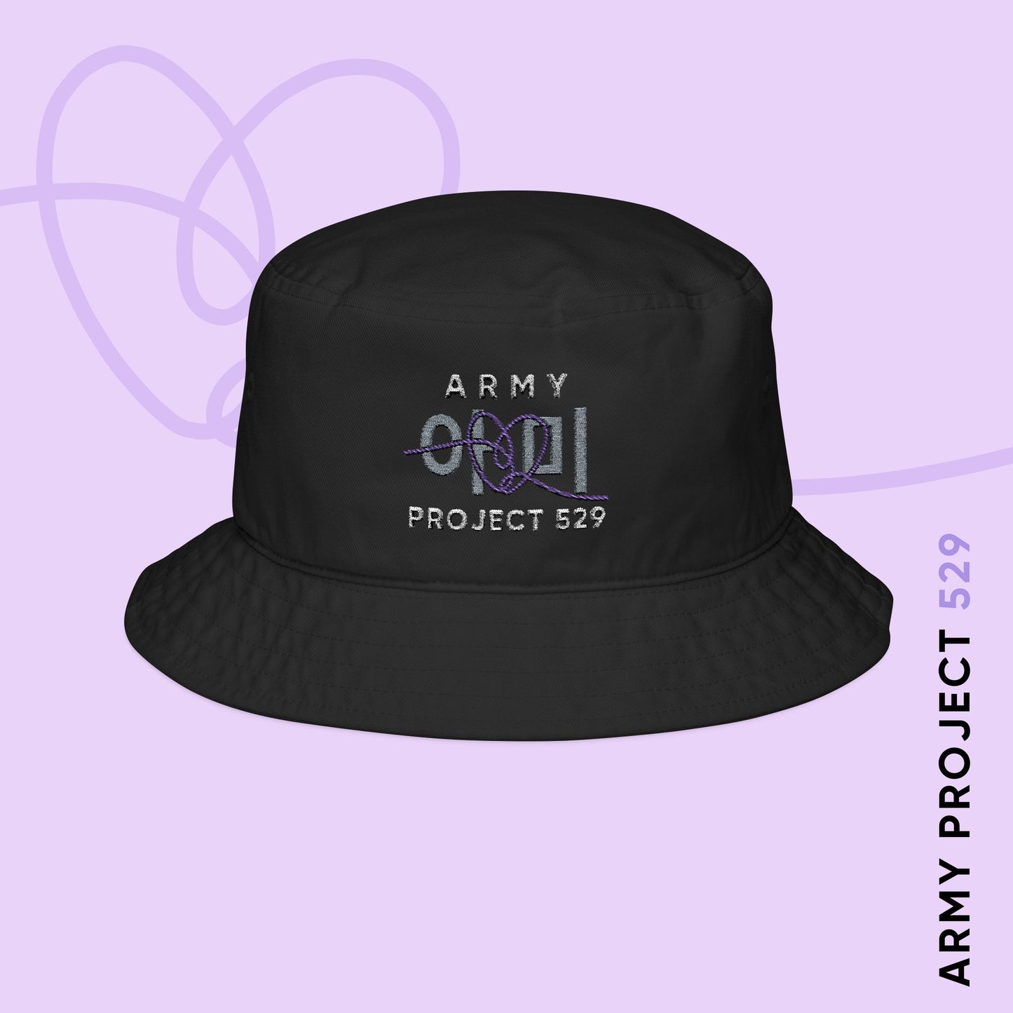 ARMY Project 529 Bucket Hat - Embroidered ARMY Merch - Classic Black Unisex Hat