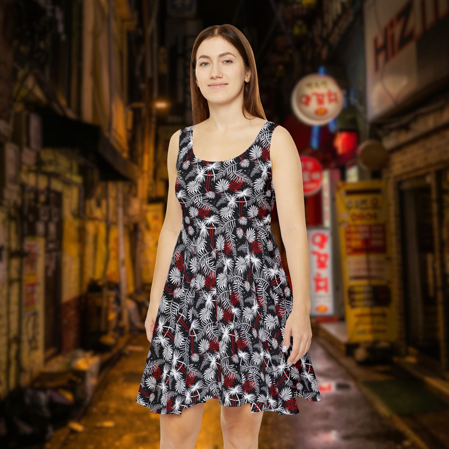 Tropical Chopsticks Skater Dress