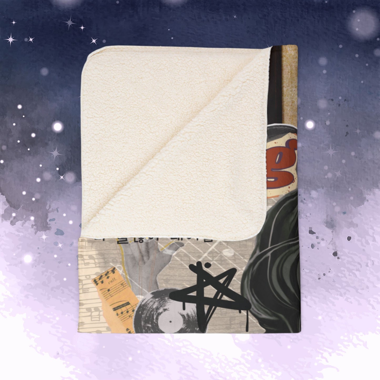 Yoongi Throw Blanket - Retro Series - 2010s Grunge Rocker Aesthetic - Cozy Fleece Sherpa Blanket