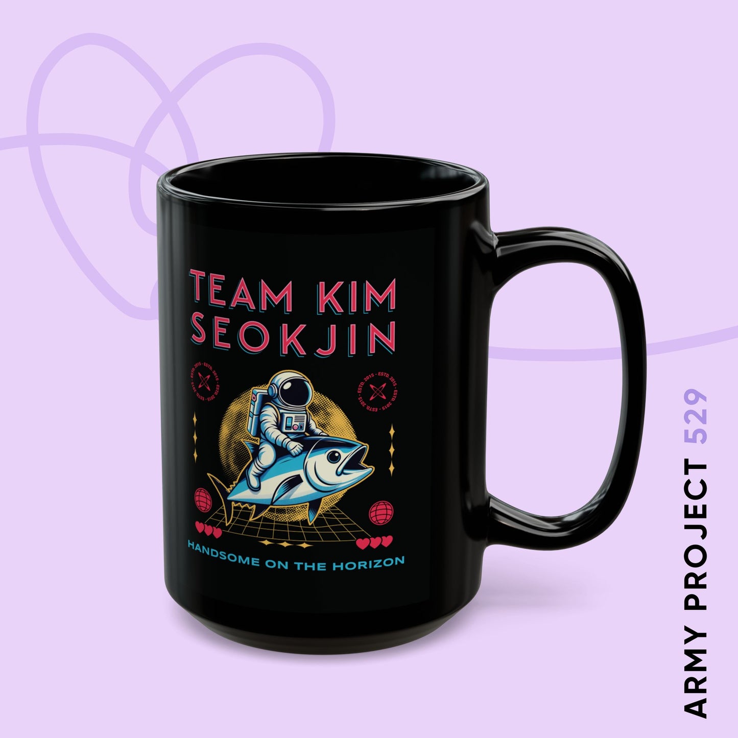 Team Kim Seokjin 15 oz Black Coffee Mug