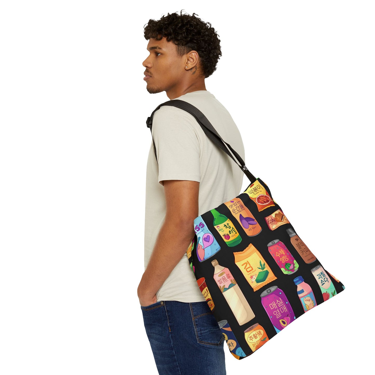 Bright & Bold Korean Snacks Adjustable Tote Bag