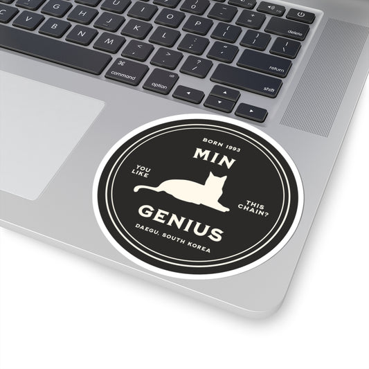 Yoongi Vinyl Sticker - Fanmade BTS Nickname Merch - Min Genius - Permanent Adhesive