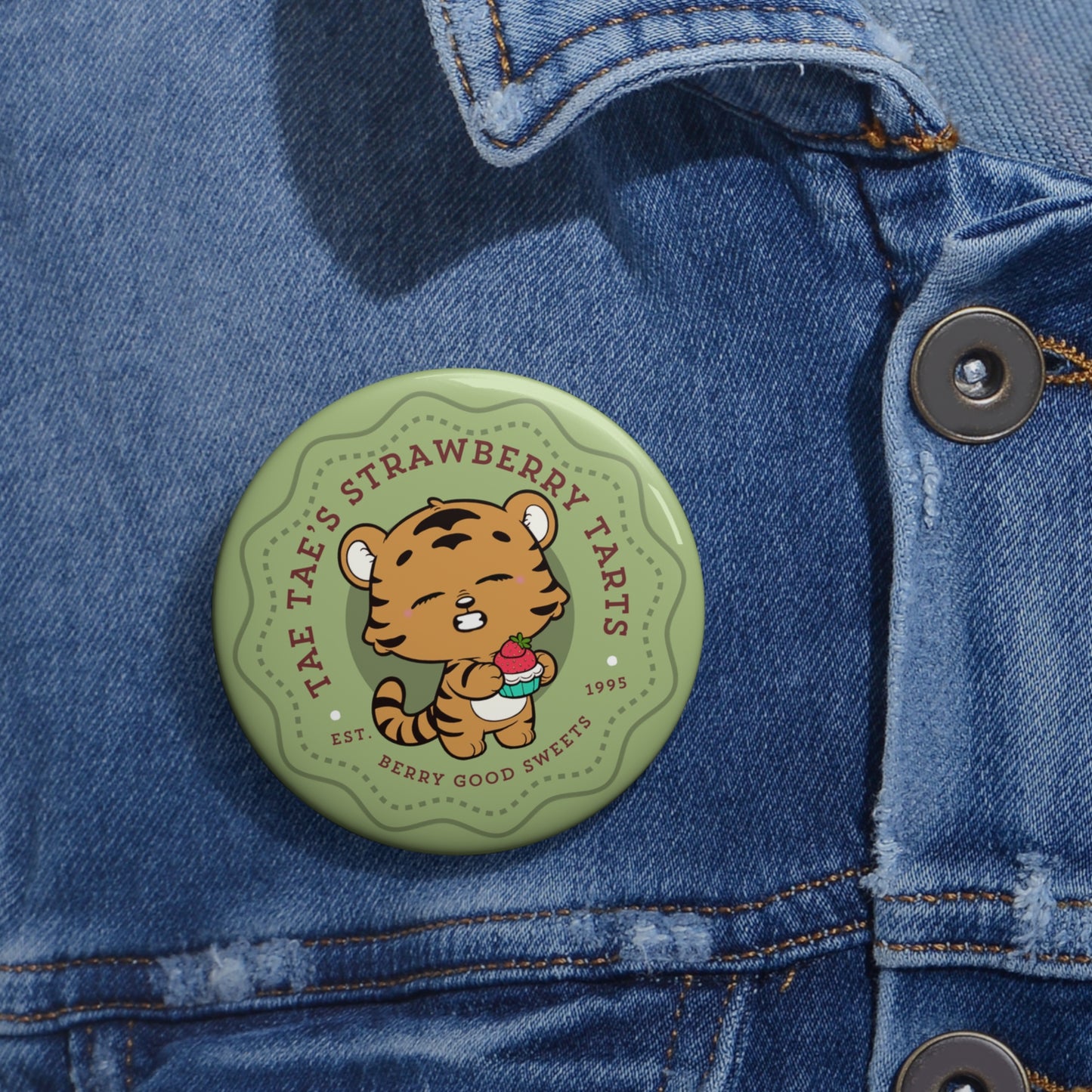 Tae Tae Strawberry Tarts Pin Button