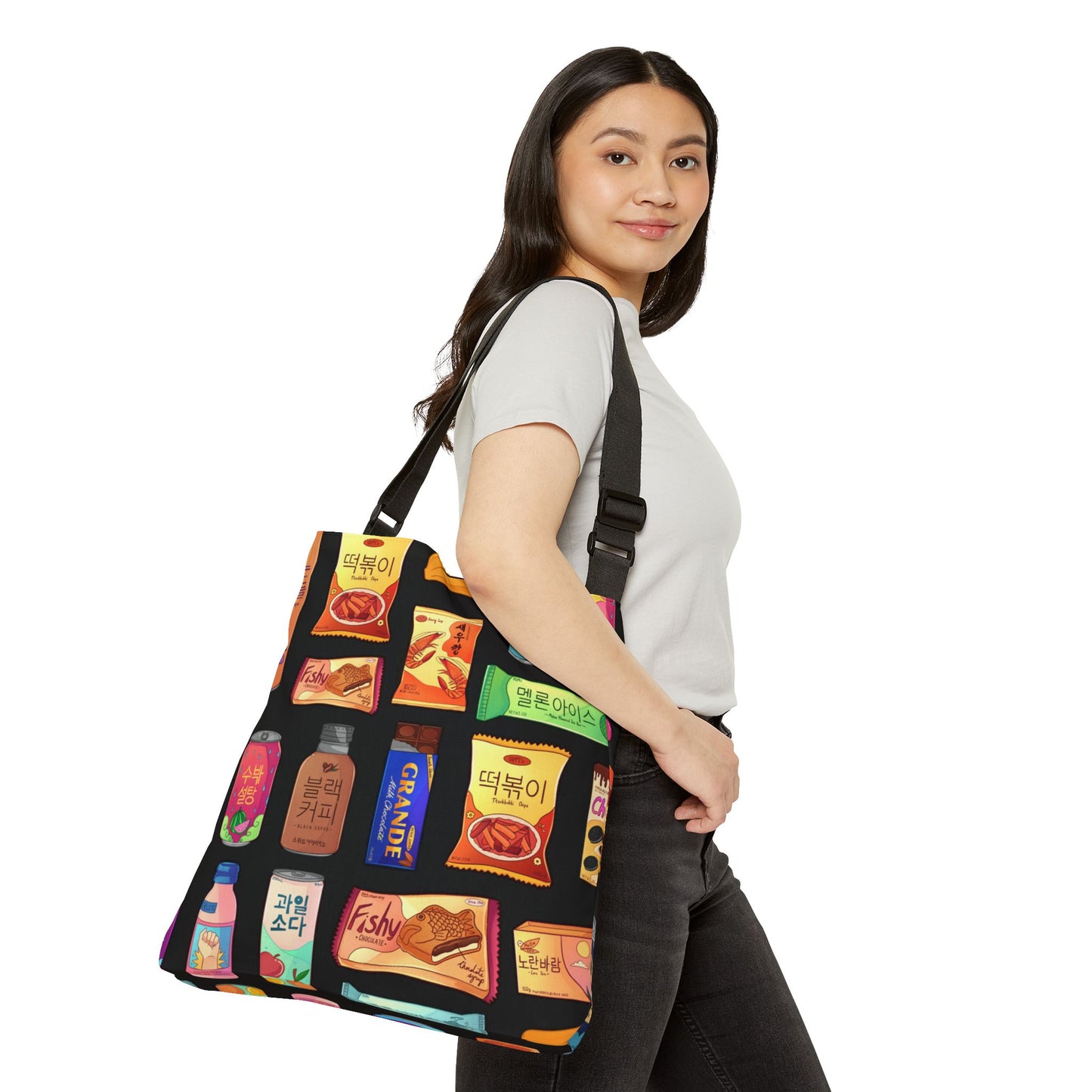 Bright & Bold Korean Snacks Adjustable Tote Bag