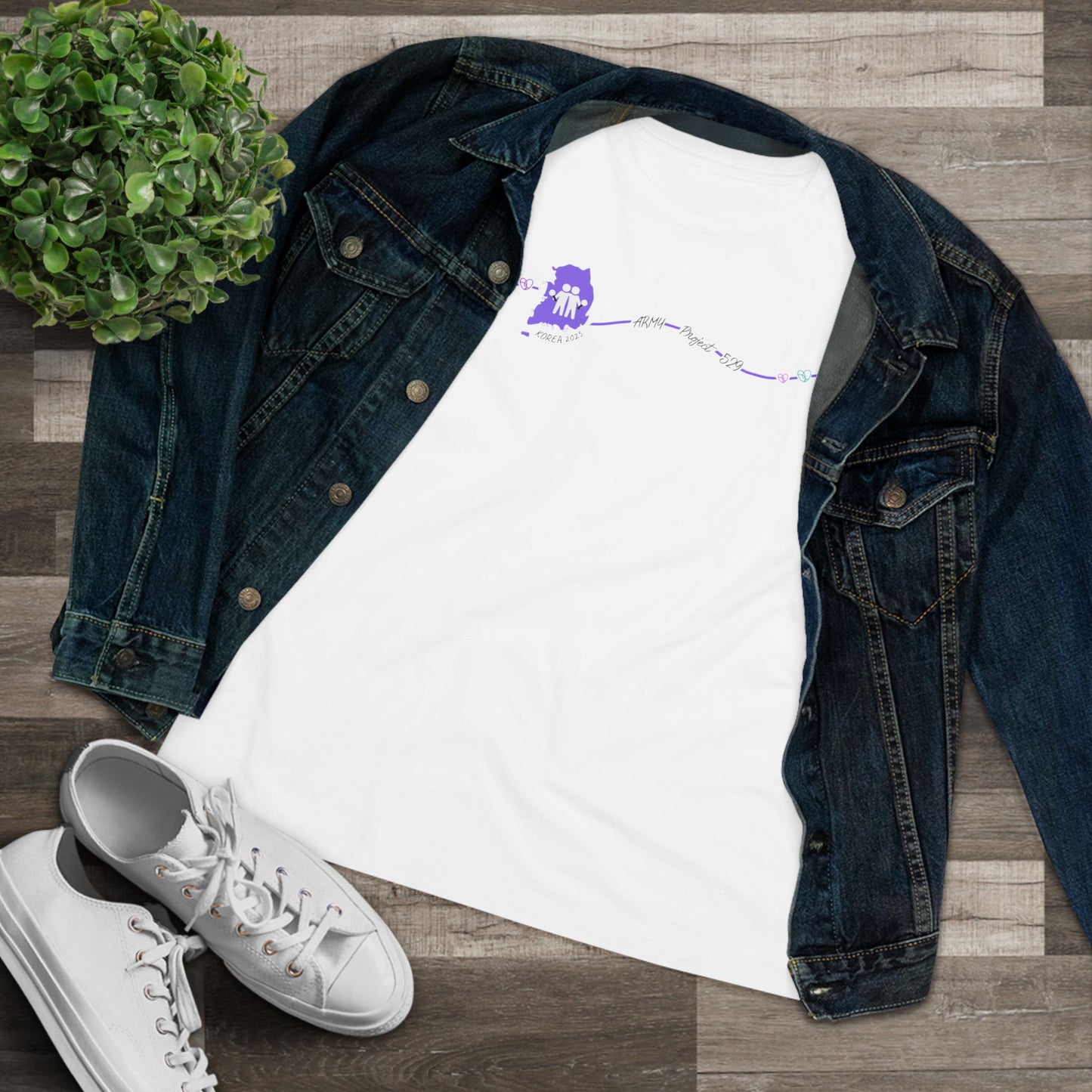 AP529 Korea Heartline Logo Women's Relaxed Jersey Short Sleeve Tee
