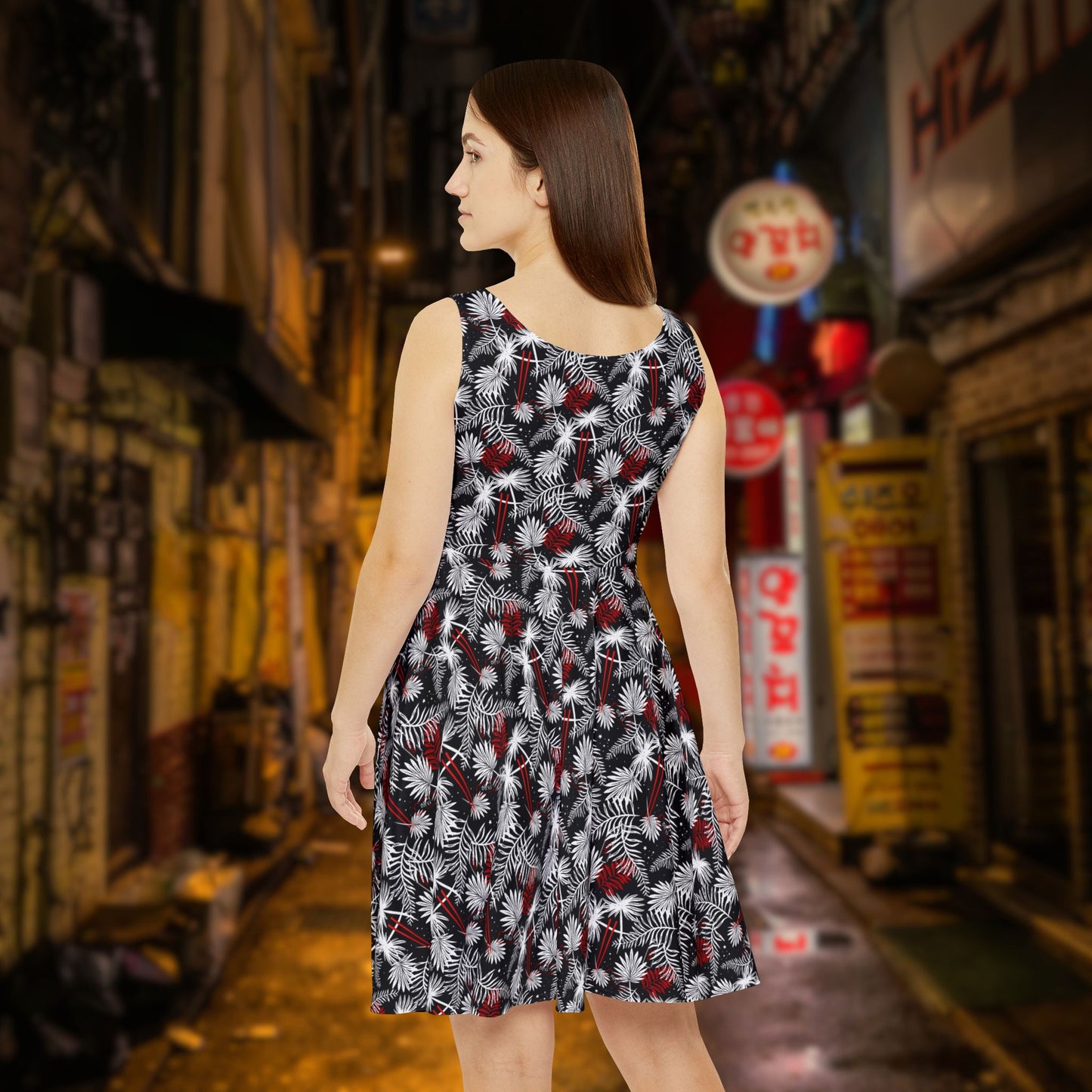 Tropical Chopsticks Skater Dress