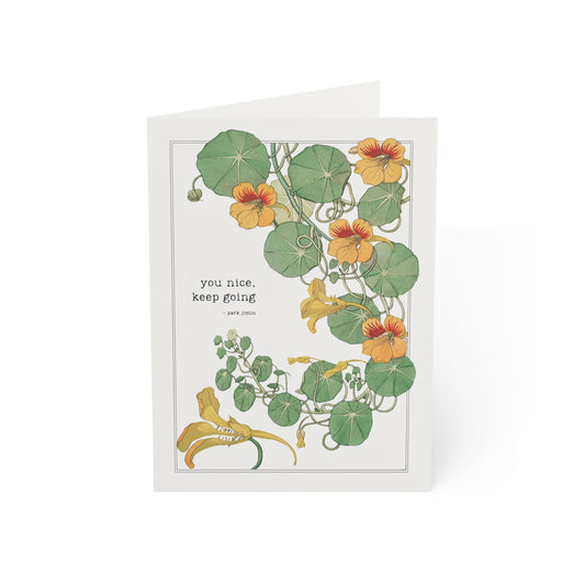 Fanmade BTS Greeting Card - Jimin Encouragement Quote - Vintage Floral Artwork