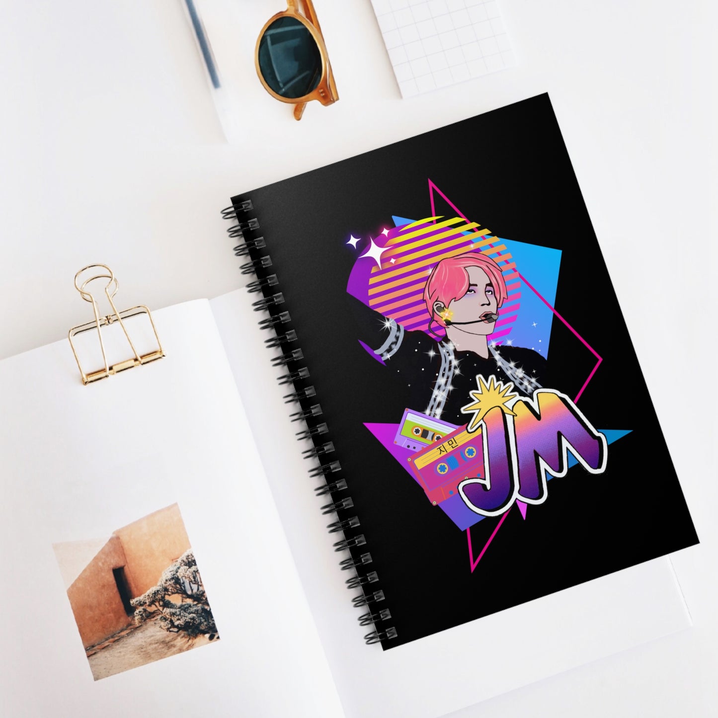 Jimin Notebook - Fanmade BTS Retro Series - 80s Pop Aesthetic - Spiral-Bound Journal