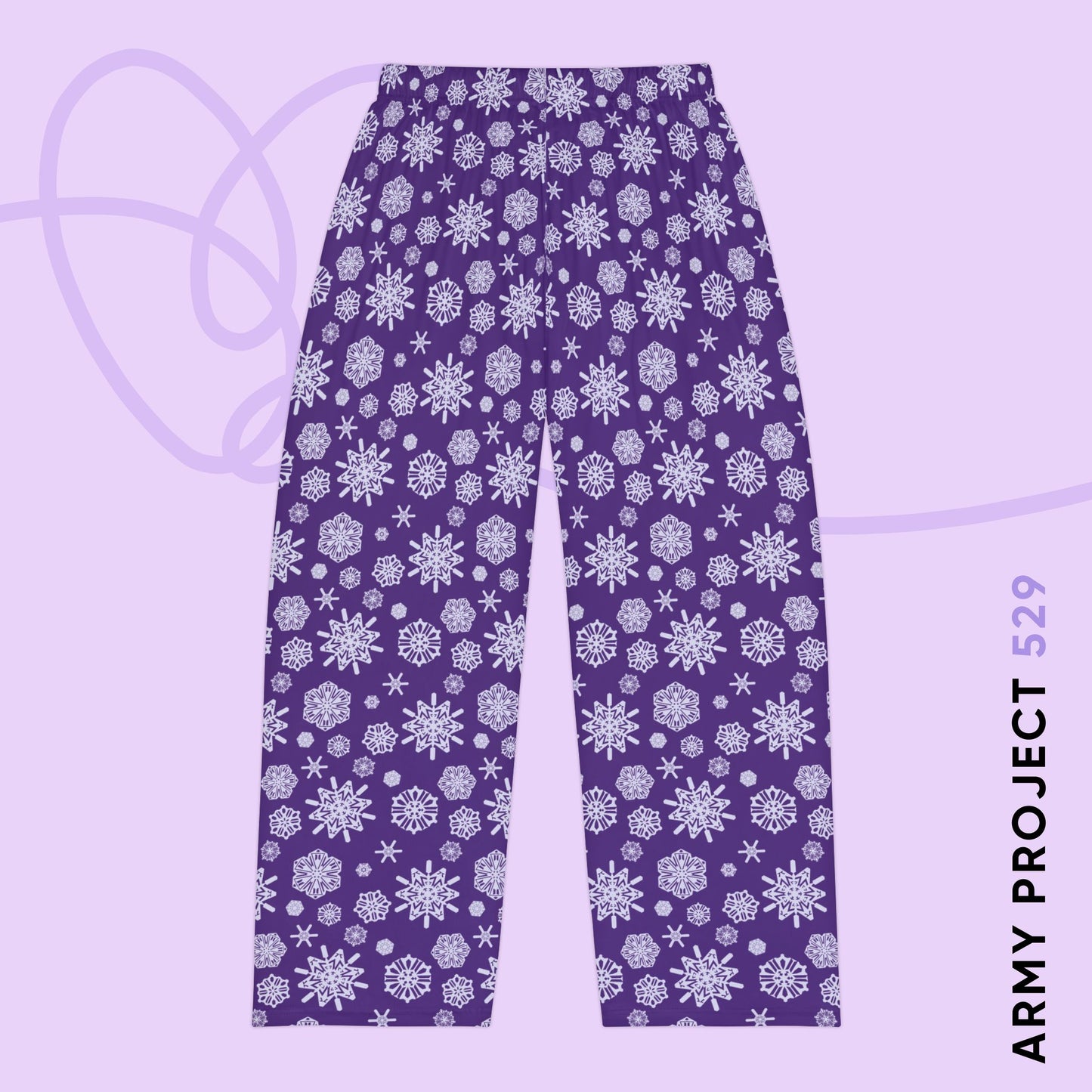 OT7 Pajama Pants - Secret Snowflakes (Purple) - Fanmade BTS Merch - Unisex Lounge Wear
