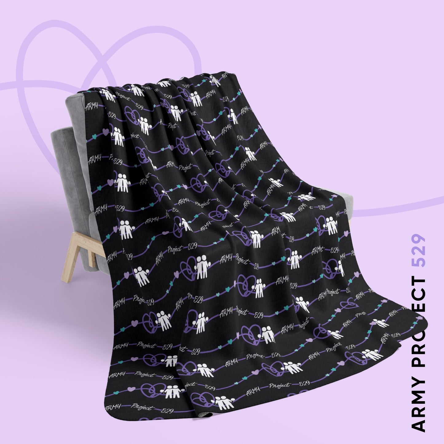 AP529 Heartline Logo Fleece Sherpa Blanket