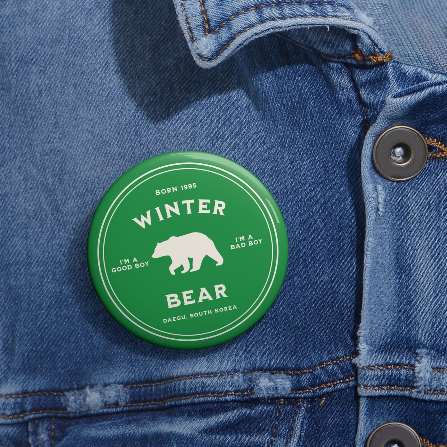 Winter Bear Medallion Series Pin Button