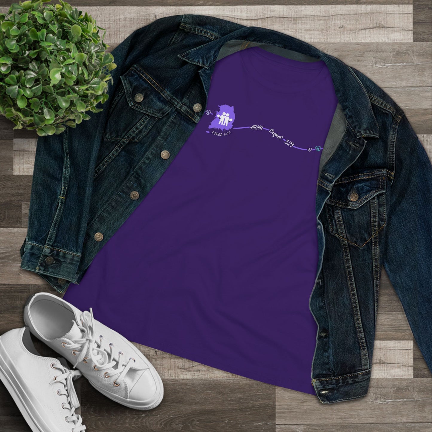 AP529 Korea Heartline Logo Women's Relaxed Jersey Short Sleeve Tee