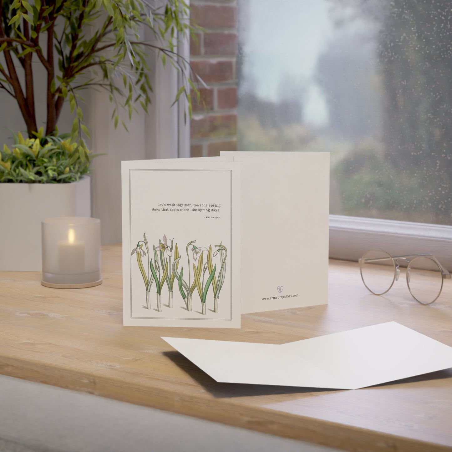 Fanmade BTS Greeting Card - Namjoon Encouragement Quote - Vintage Floral Artwork