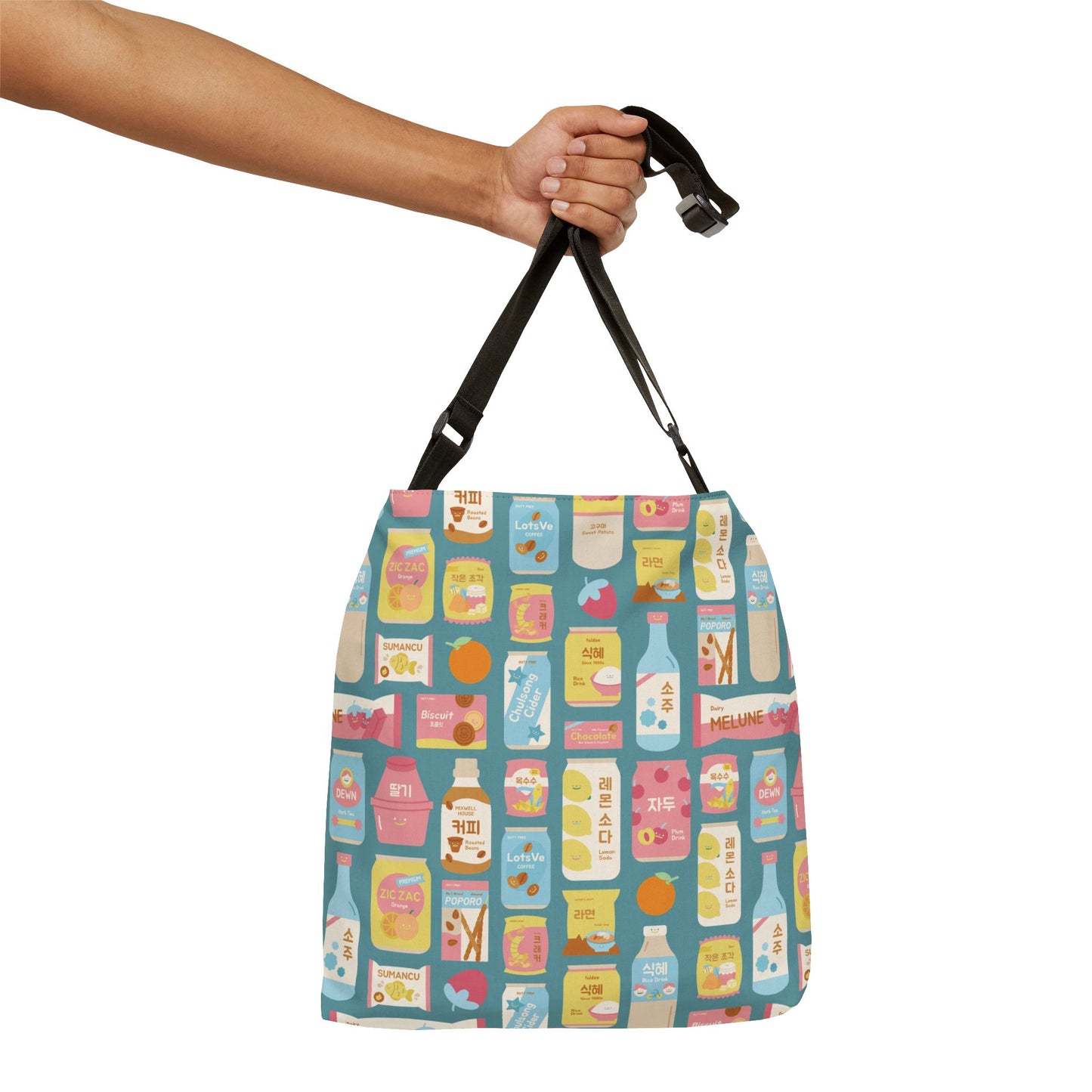 Sweet Pastel Korean Snacks Adjustable Tote Bag (AOP)