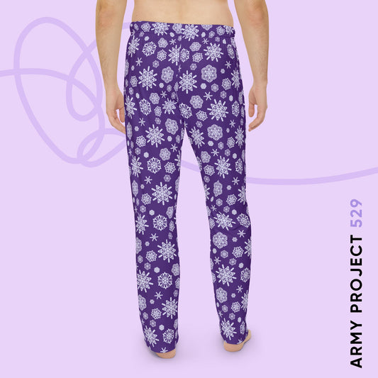 OT7 Pajama Pants - Secret Snowflakes (Purple) - Fanmade BTS Merch - Unisex Lounge Wear