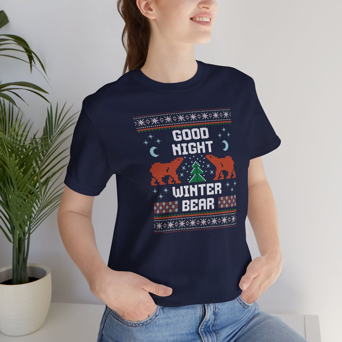 Good Night Winter Bear Unisex Jersey Short Sleeve Tee