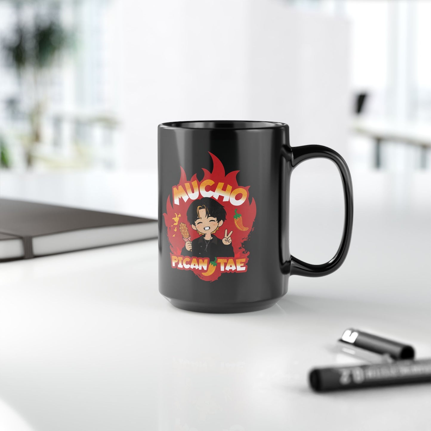 Taehyung Coffee Mug - Mucho PicanTae - Black 15 oz Ceramic