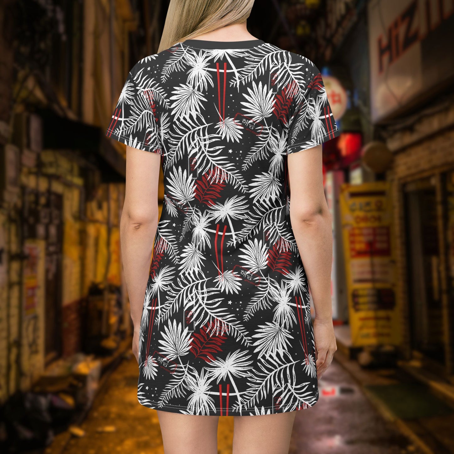 Tropical Chopsticks T-Shirt Dress