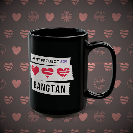 AP529 <3 Bangtan Coffee Mug - Black 15 oz Ceramic