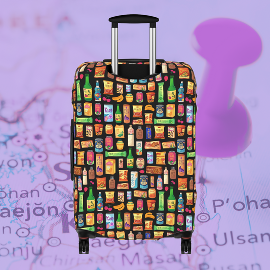 Bright & Bold Korean Snacks Luggage Cover - K-Pop Travel Accessories - Suitcase Cover