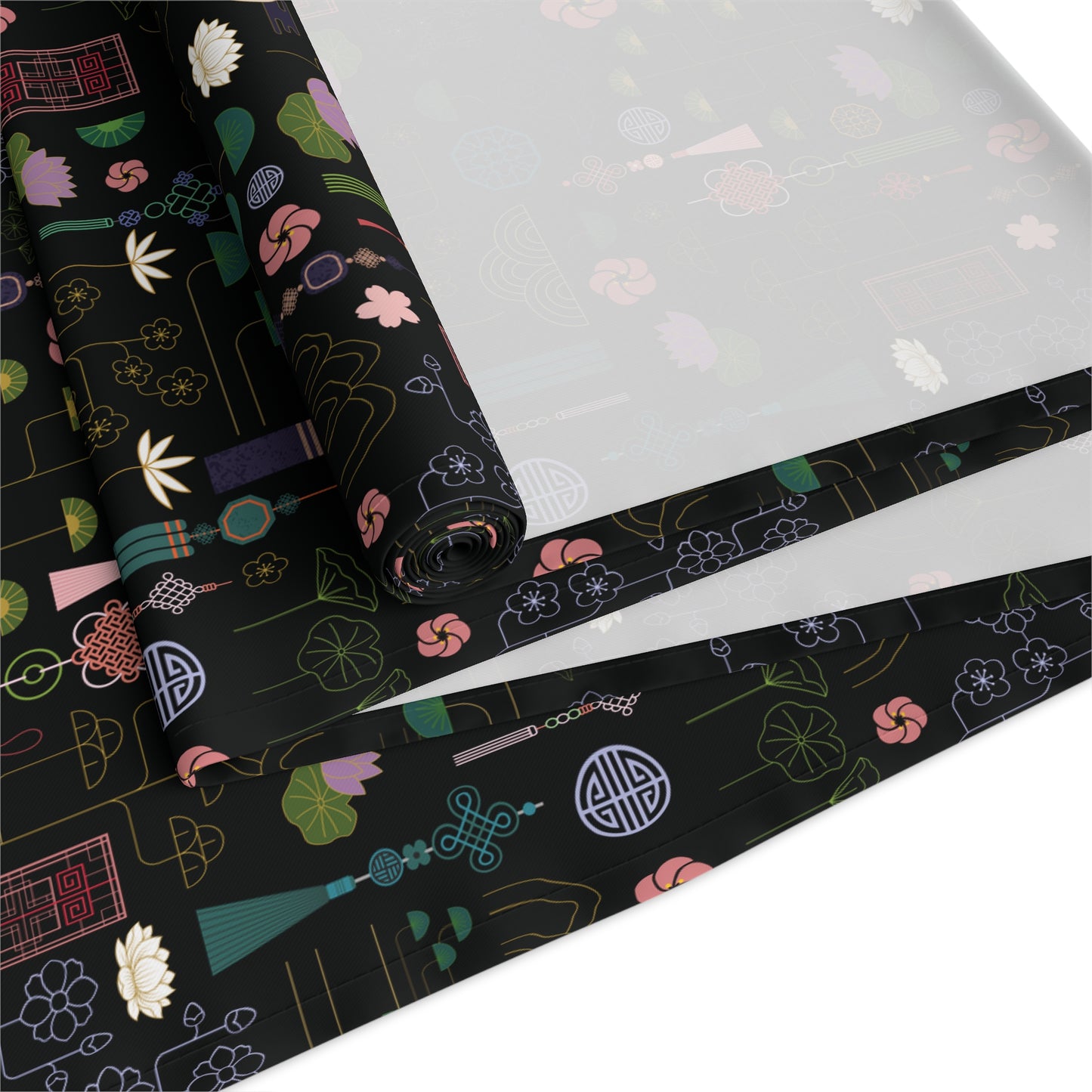 Norigae Night Garden Table Runner - Elegant K-Pop Home Decor - Cotton Twill or Polyester