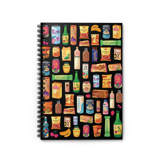 Bright & Bold Korean Snacks Notebook - K-Pop Fan Merch - Spiral Journal