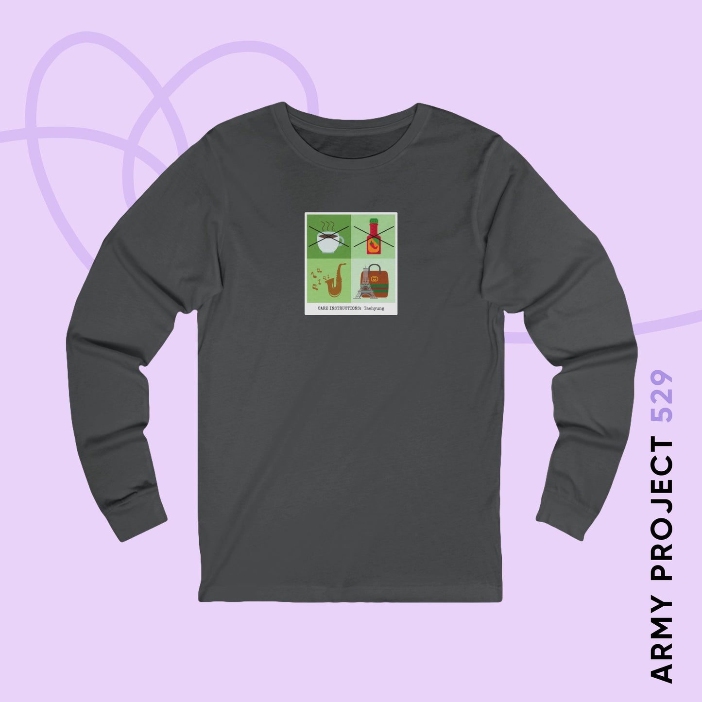 Taehyung Long Sleeve Shirt - Funny Fanmade BTS Merch - Care Instructions - Soft Unisex T-Shirt