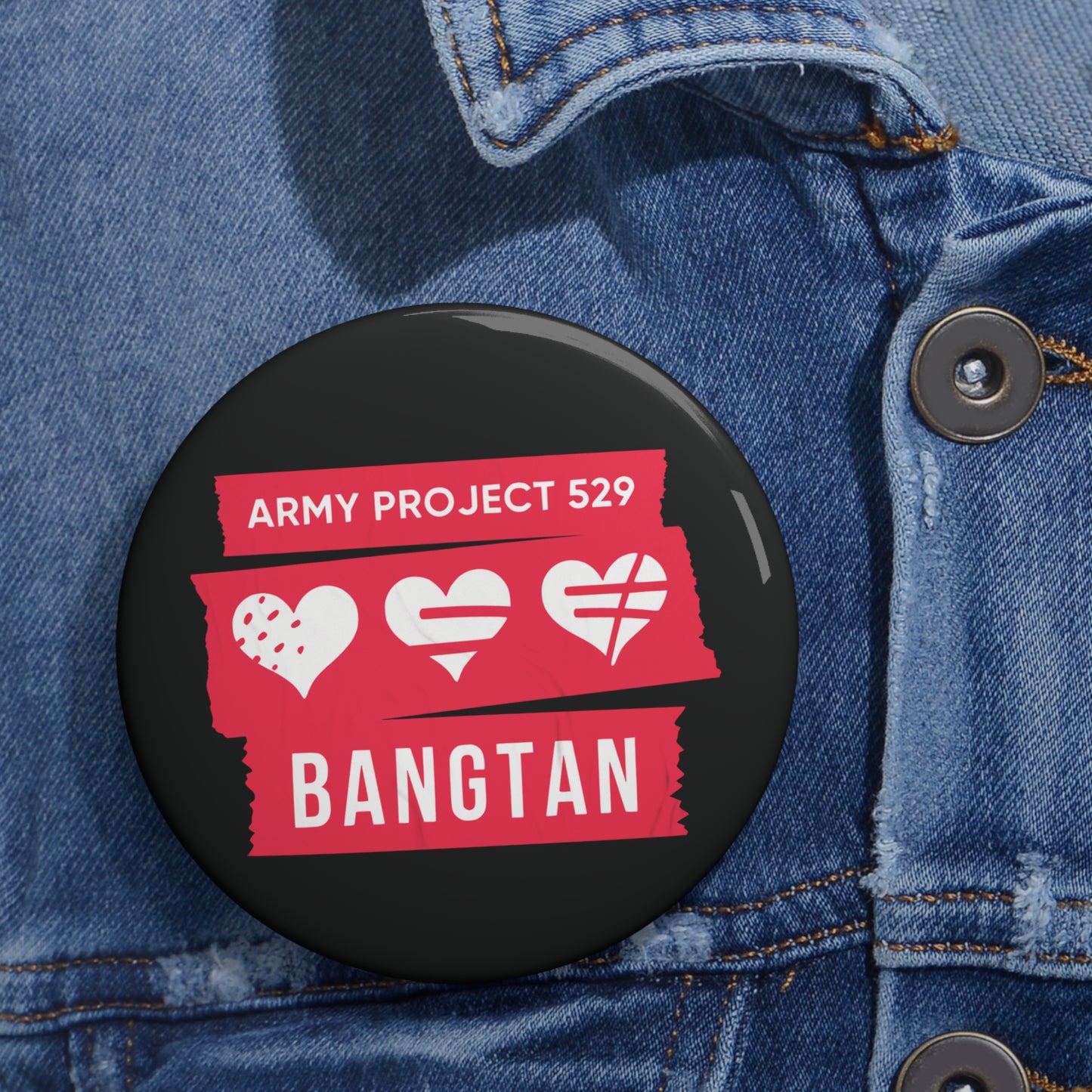 AP529 <3 Bangtan Button Pin (Red) - ARMY Concert Merch