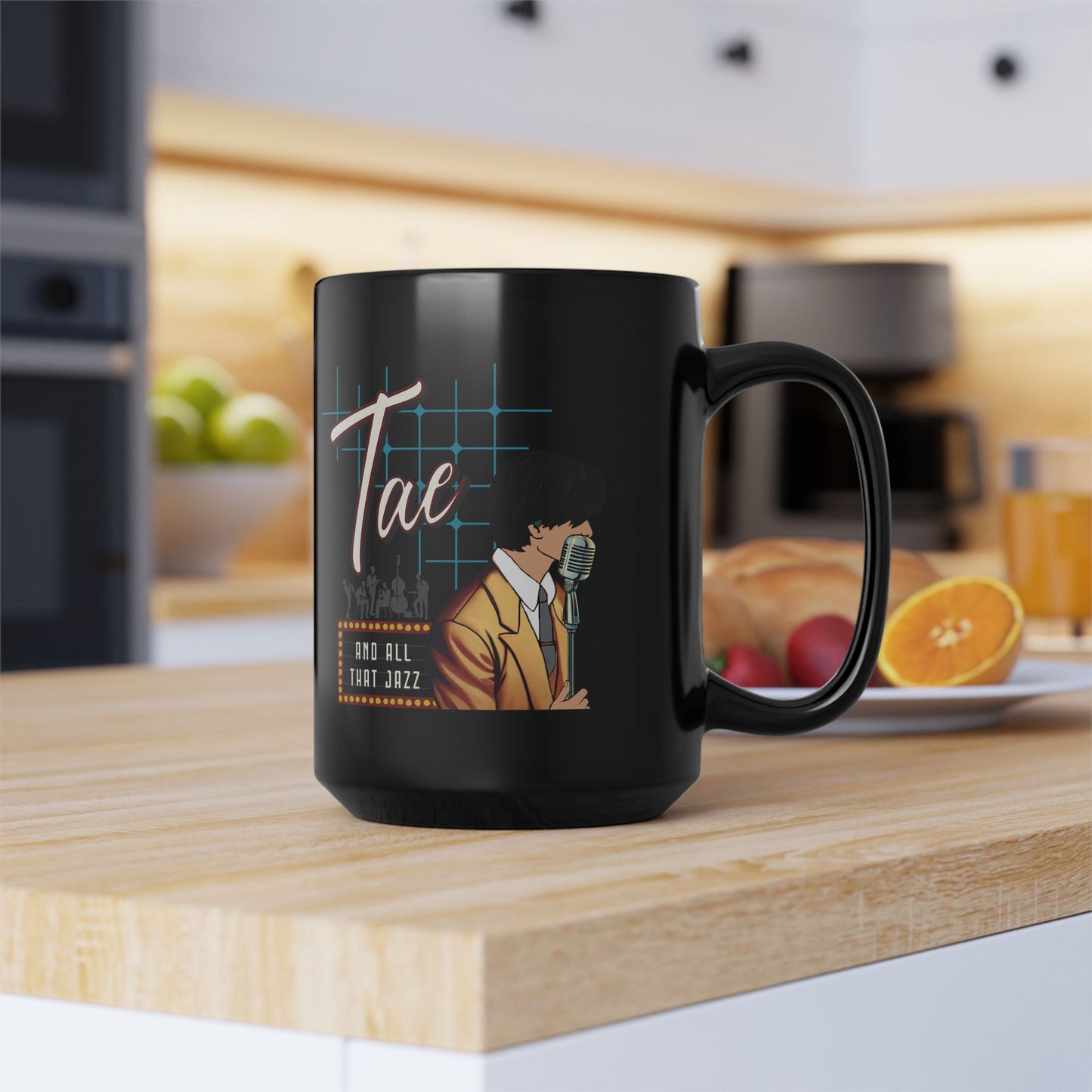 Taehyung 1950s Retro Series 15 oz Black Coffee Mug