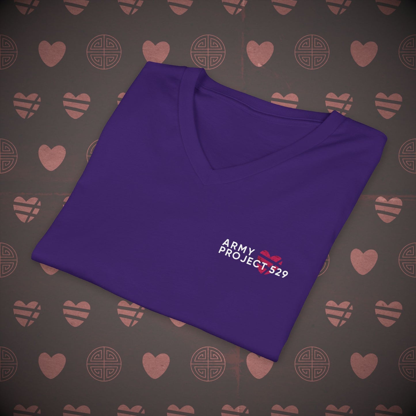 AP529 V-Neck Shirt - Red Heart Logo - Unisex Jersey T-Shirt