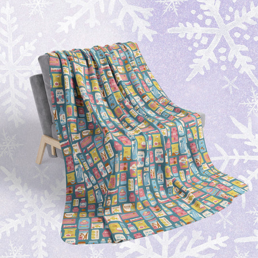 Sweet Pastel Korean Snacks Fleece Sherpa Blanket