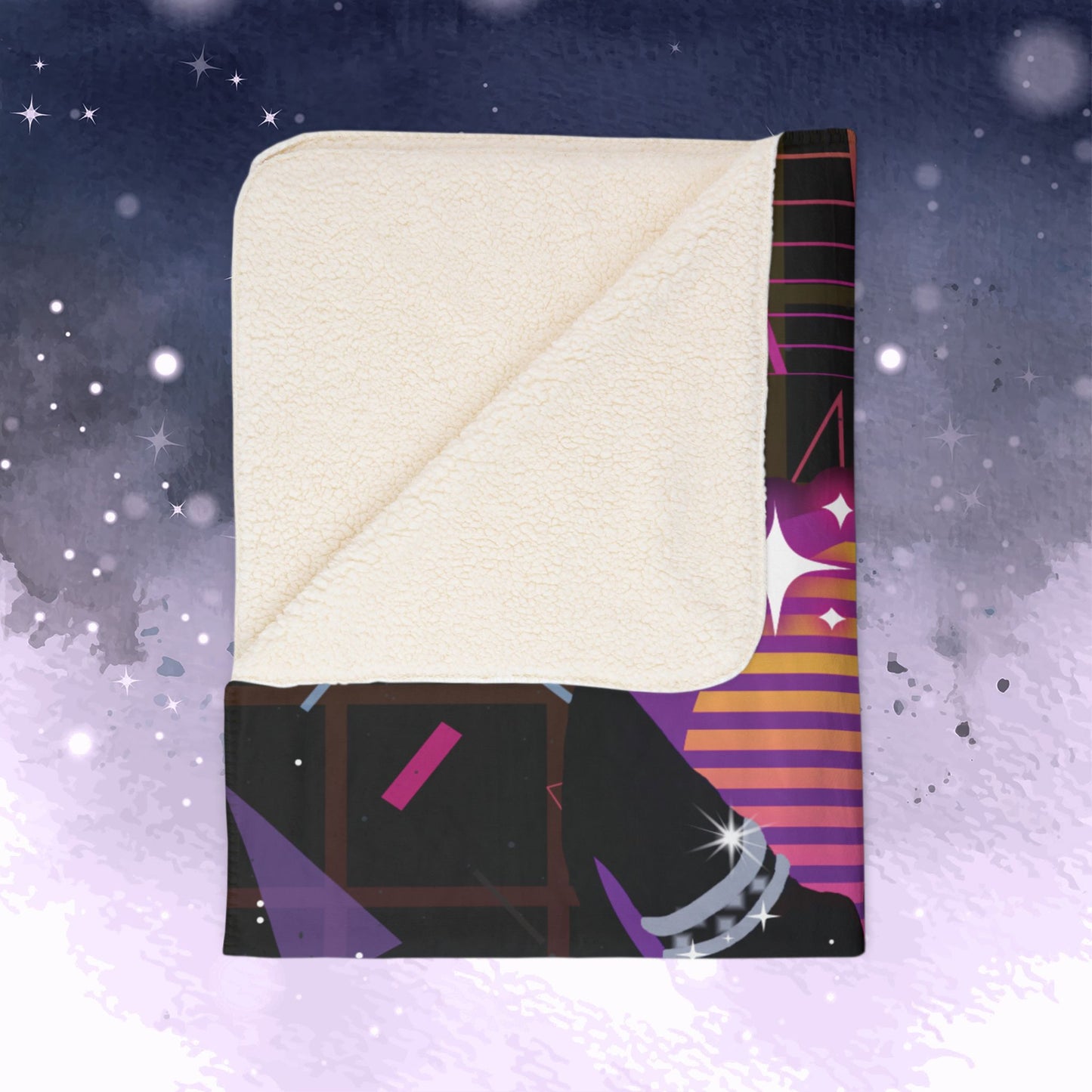 Jimin Throw Blanket - Retro Series - 80s Neon Video Game Aesthetic - Cozy Fleece Sherpa Blanket