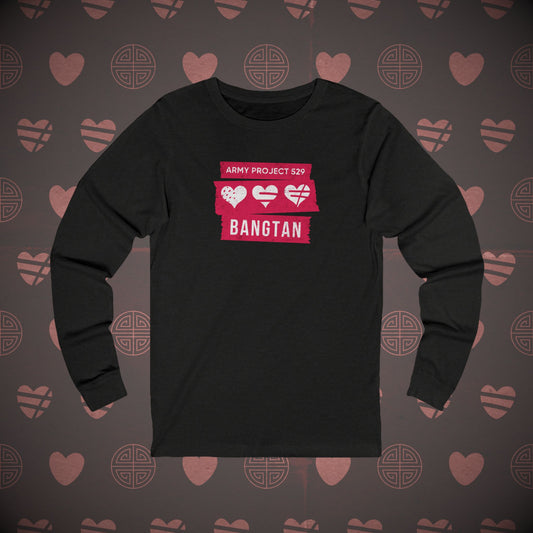 OT7 Long Sleeve Shirt - AP529 <3 Bangtan (Red) - Soft Unisex T-Shirt