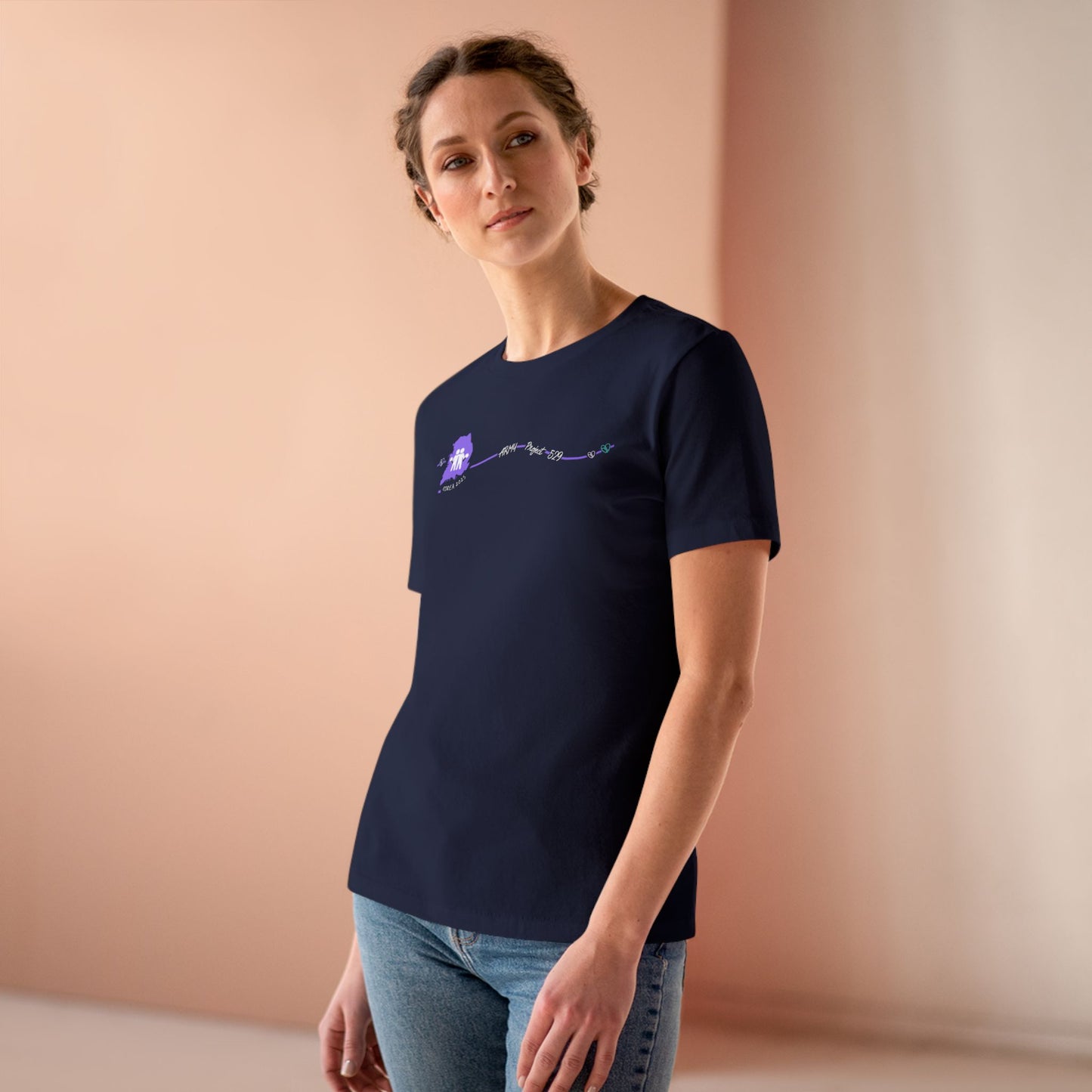 AP529 Korea Heartline Logo Women's Relaxed Jersey Short Sleeve Tee